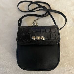🩷 Brighton One World Leather Mini Crossbody Black Croc-Embossed/ Full leather 🩷